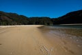 White sand beach in the Abel Tasman National Park, Bark Bay, New Zealand Royalty Free Stock Photo