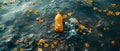 Pristine Waters Tainted by Plastic Intrusion. Concept Pollution Awareness, Environmental Impact,