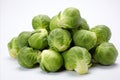 Pristine white backdrop with fresh brussels sprouts for captivating ads and packaging designs