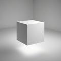 A pristine white cube floating in an infinite, subtle gradient void, dramatic shadow play, representing purity, iso Royalty Free Stock Photo