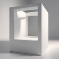 A pristine white cube floating in an infinite, subtle gradient void, dramatic shadow play, representing purity, iso Royalty Free Stock Photo