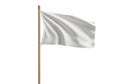 White flag waving gently on a pole symbolizing surrender peace or truce in a clean isolated view Royalty Free Stock Photo