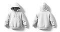 Blank White Hoodie Mockup, Front and Back Views Royalty Free Stock Photo