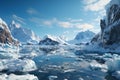 Pristine white icebergs float majestically in the polar seas. Royalty Free Stock Photo