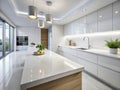 Pristine White Kitchen Countertop A Blank Canvas for Culinary Creativity Stunning 3D Render for Design Inspiration Royalty Free Stock Photo