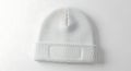 Blank White Knit Beanie Hat on White Background Royalty Free Stock Photo