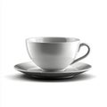 Elegant white ceramic teacup and saucer set on a bright white surface Royalty Free Stock Photo