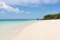 Pristine White Tropical Beach With Blue Sea And Lush Vegetation