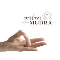 Prithvi mudra on white Royalty Free Stock Photo