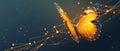 Privacy and AI innovation low poly butterfly in a secure cyber environment abstract concept