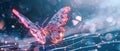 Privacy and AI innovation low poly butterfly in a secure cyber environment abstract concept