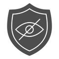 Privacy browser emblem solid icon. Secure, protection, website symbol with crossed eye. World wide web vector design Royalty Free Stock Photo