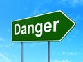 Privacy concept: Danger on road sign background