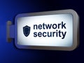 Privacy concept: Network Security and Shield on billboard background