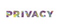 Privacy Concept Retro Colorful Word Art Illustration