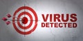 Privacy concept: target and Virus Detected on wall background Royalty Free Stock Photo