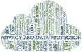 Privacy And Data Protection vector word cloud, made with text only. Royalty Free Stock Photo