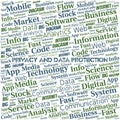 Privacy And Data Protection vector word cloud, made with text only. Royalty Free Stock Photo