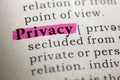 Definition of the word privacy Royalty Free Stock Photo