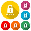 Privacy icon isolated with long shadow Royalty Free Stock Photo