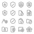 Privacy icon illustration vector set. Contains such icon as online, on secure, policy, protect and more. Editable stroke