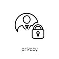 Privacy icon. Trendy modern flat linear vector Privacy icon on w