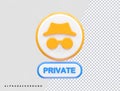Privacy icon vector illustration element 3d rendering transparent eps Royalty Free Stock Photo