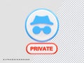 Privacy icon vector illustration element 3d rendering transparent eps Royalty Free Stock Photo