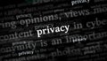 Privacy security and identity protection headline titles media 3d illustration