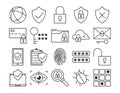 Privacy line icon set vector isolated. Safety and protection