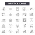 Privacy line icons, signs, vector set, outline illustration concept