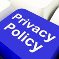Privacy Policy Computer Key In Blue Showing Company Data Protect Royalty Free Stock Photo