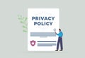 Privacy Policy contract with protection of confidential information concept illustration. Cyber Security Computer Royalty Free Stock Photo