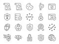 Privacy policy icon set. Included the icons as security information, GDPR, data protection, shield, cookies policy, compliant, per Royalty Free Stock Photo