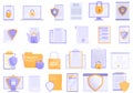 Privacy Policy icons set cartoon vector. Gdpr safety Royalty Free Stock Photo