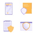 Privacy Policy icons set cartoon vector. Gdpr safety Royalty Free Stock Photo