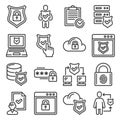 Privacy Policy Icons Set on White Background. Vector Royalty Free Stock Photo