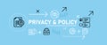 Privacy Policy information protection for user customer internet website data safety design icon outline banner header