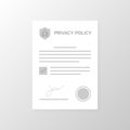 Privacy policy paper form, Vector. Royalty Free Stock Photo