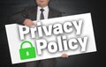 Privacy Policy poster is held by businessman Royalty Free Stock Photo