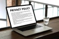 PRIVACY POLICY Private Security Protection,Businessman with protective gesture and text privacy Royalty Free Stock Photo