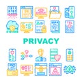 Privacy Policy Protect Collection Icons Set Vector Royalty Free Stock Photo