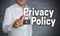 Privacy Policy touchscreen is operated by man Royalty Free Stock Photo