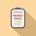 Privacy policy use icon flat vector. Private online paper