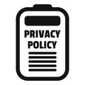 Privacy policy use icon simple vector. Private online paper