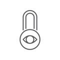 Privacy protection, Lock with eye icon, color, line, outline vector sign, linear style pictogram isolated on white. Symbol, logo Royalty Free Stock Photo