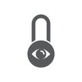 Privacy protection, Lock with eye icon, color, line, outline vector sign, linear style pictogram isolated on white. Symbol, logo Royalty Free Stock Photo