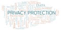 Privacy Protection vector word cloud, made with text only. Royalty Free Stock Photo