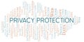 Privacy Protection vector word cloud, made with text only. Royalty Free Stock Photo