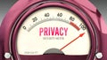 Privacy and Security Meter that is hitting a full scale, showing a very high level of privacy